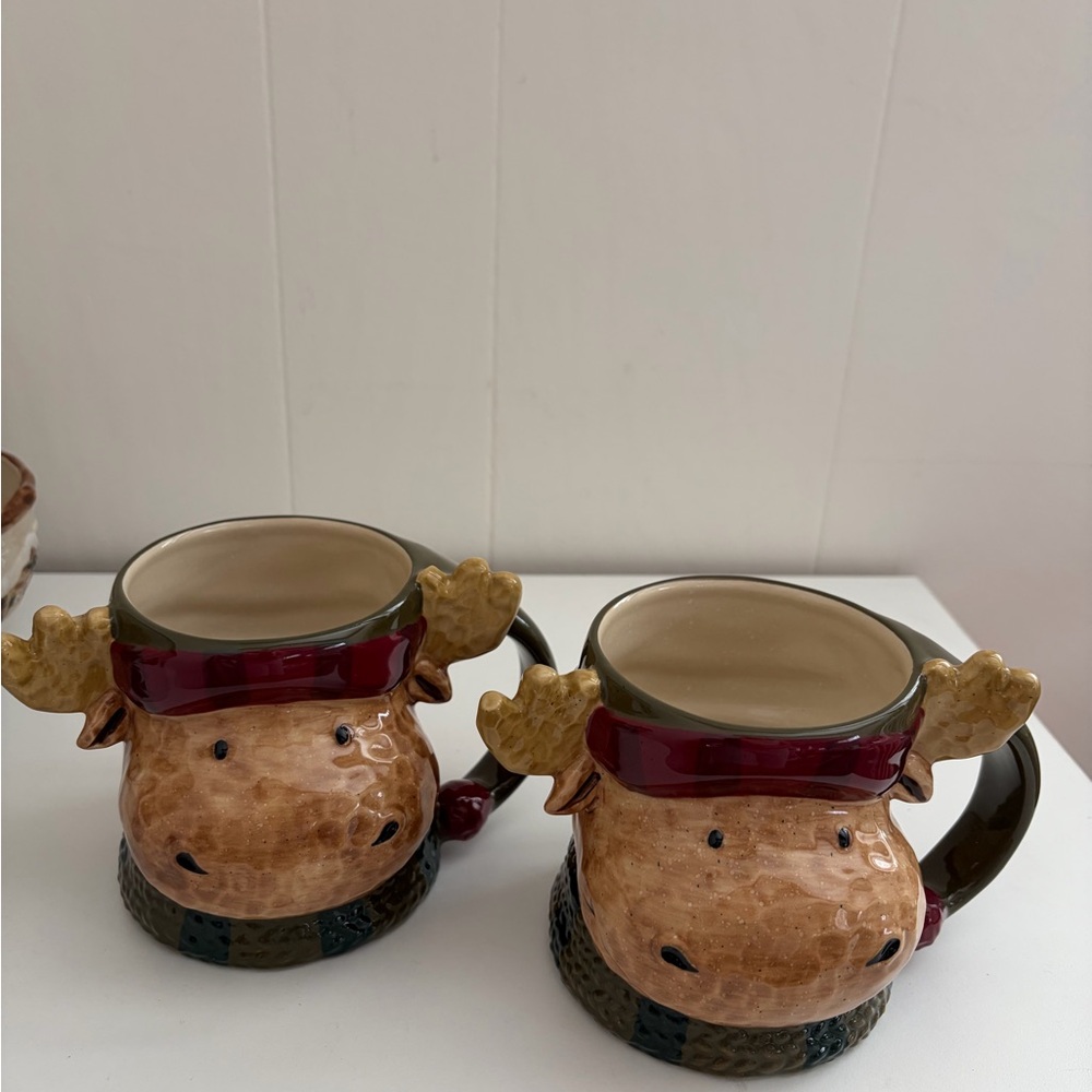 St. Nicholas Square Christmas Set Festive Reindeer Moose Mug and Cookie Canister - Picture 3 of 6